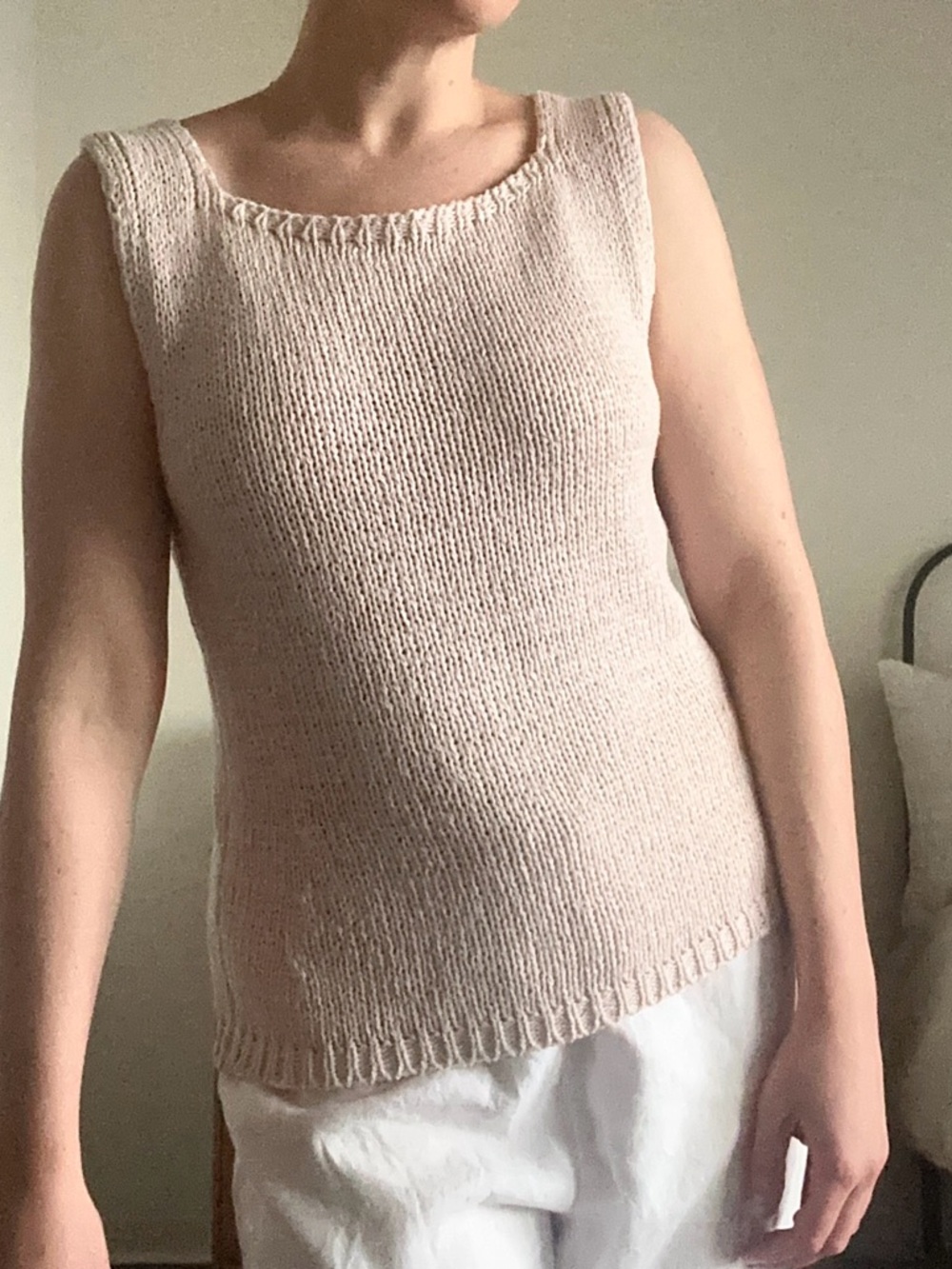 Vintage Italian Knit Tank Top in Soft Blush